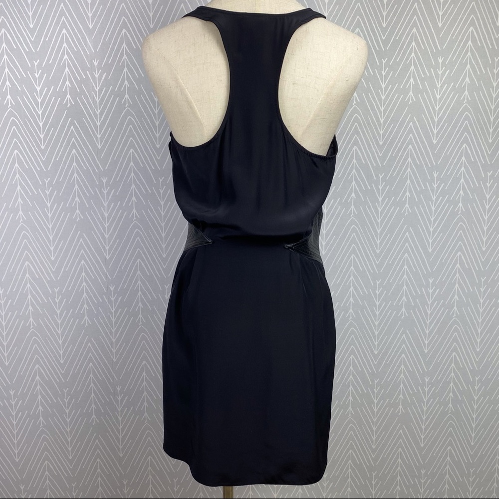 PARKER Cami Silk Racerback Dress with Leather Waist Detail.